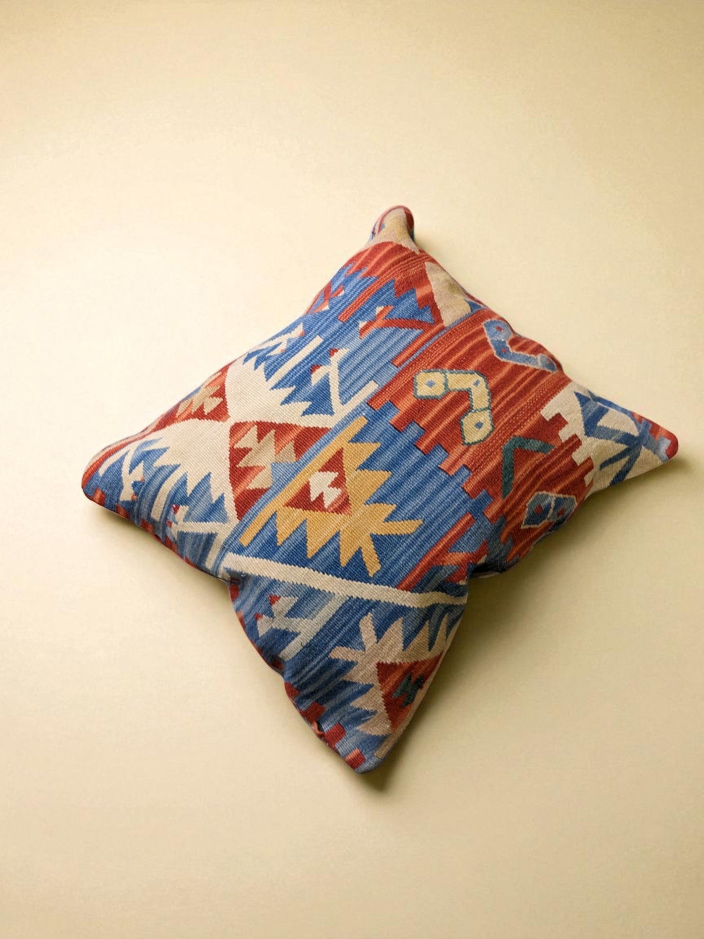 Turkish Kilim Vintage Cushion Cover - 40 x 40 cm-4
