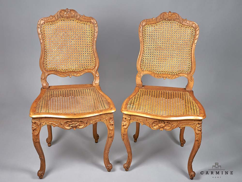 Pair of chairs, probably Basel, mid-18th century - seat and backrest with Jong weave