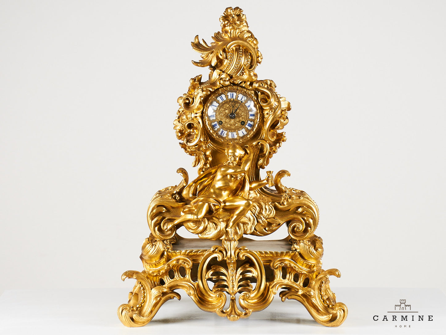 Gold-plated mantel clock, 19th century