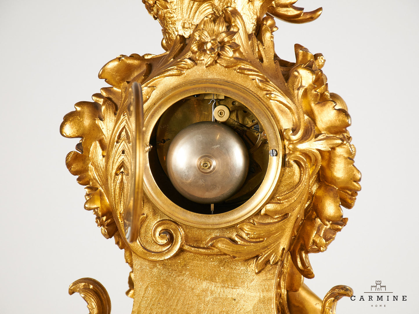 Gold-plated mantel clock, 19th century