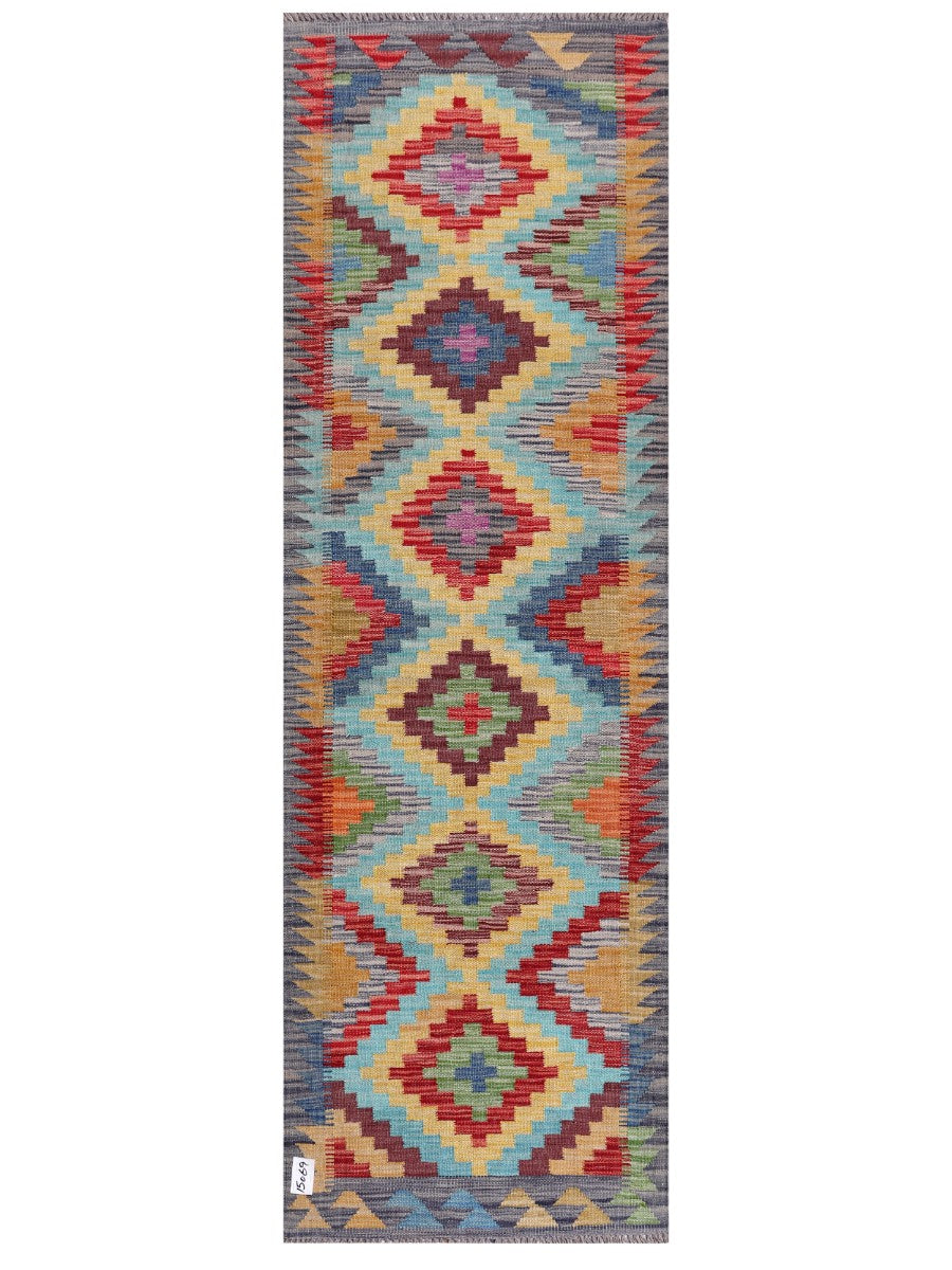Maimana Afghanistan Kilim Rug - 202 x65 cm-0