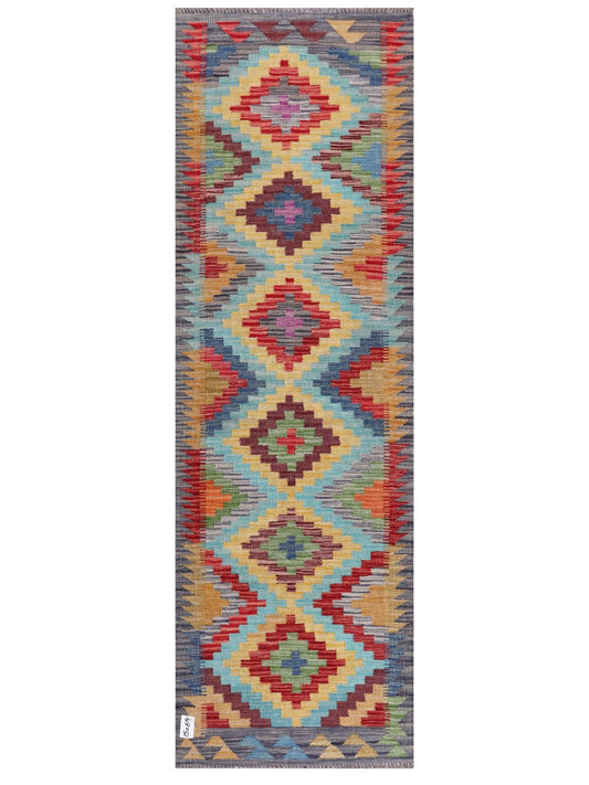 Maimana Afghanistan Kilim Rug - 202 x65 cm-0