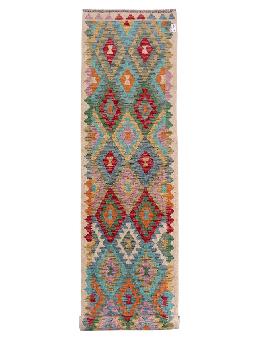 Maimana Afghanistan Kilim Runner - 393 x 83 cm-0