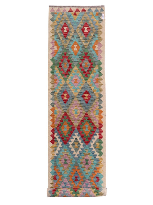 Maimana Afghanistan Kilim Runner - 393 x 83 cm-0