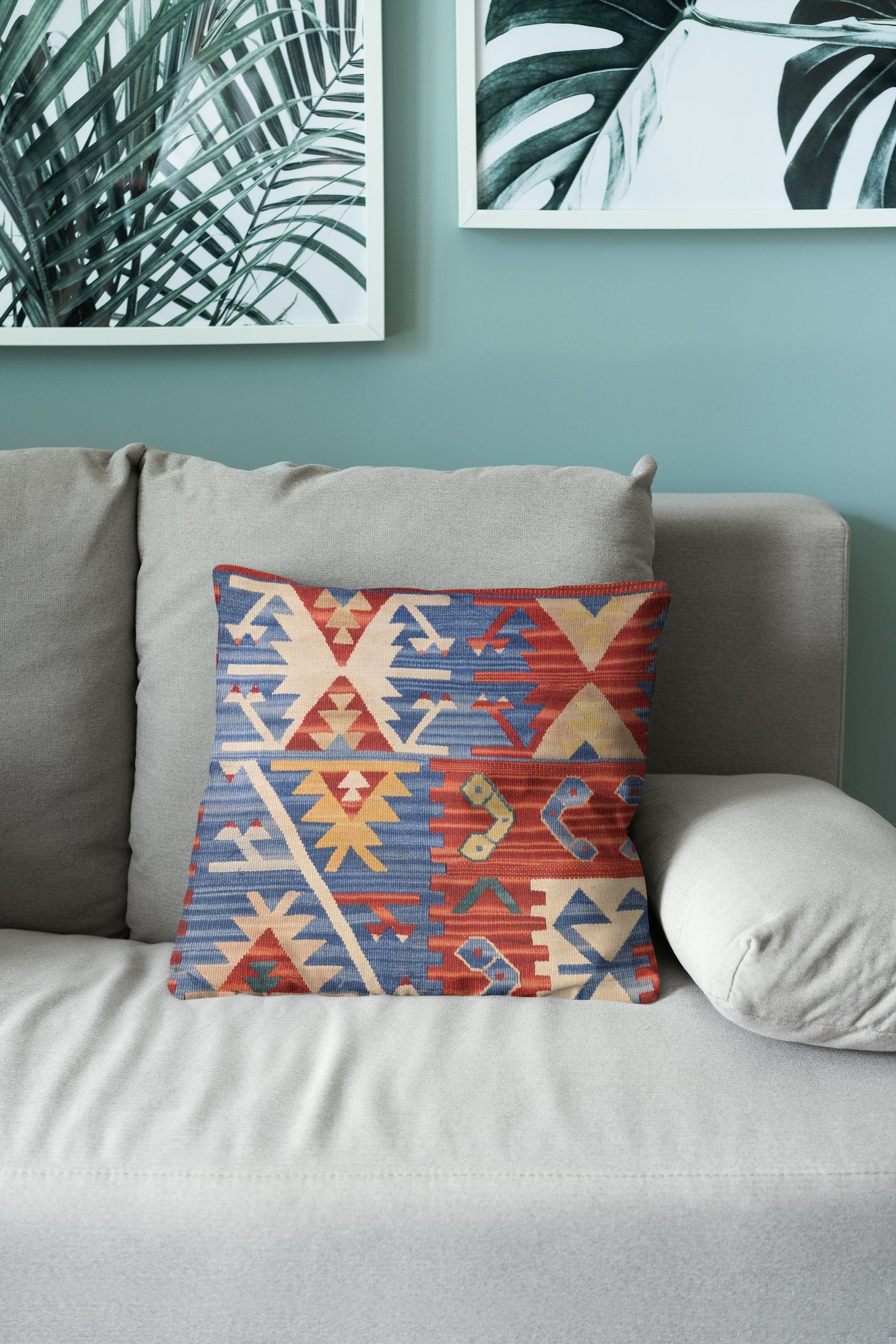 Turkish Kilim Vintage Cushion Cover - 40 x 40 cm-3