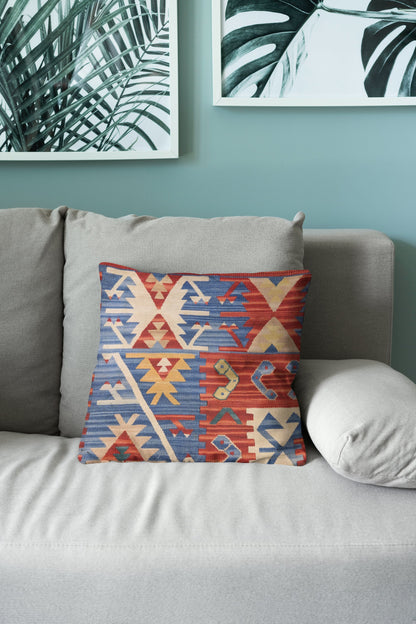 Turkish Kilim Vintage Cushion Cover - 40 x 40 cm-3