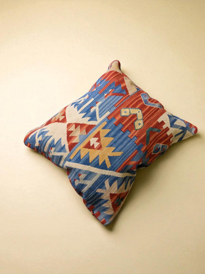 Turkish Kilim Vintage Cushion Cover - 40 x 40 cm-4