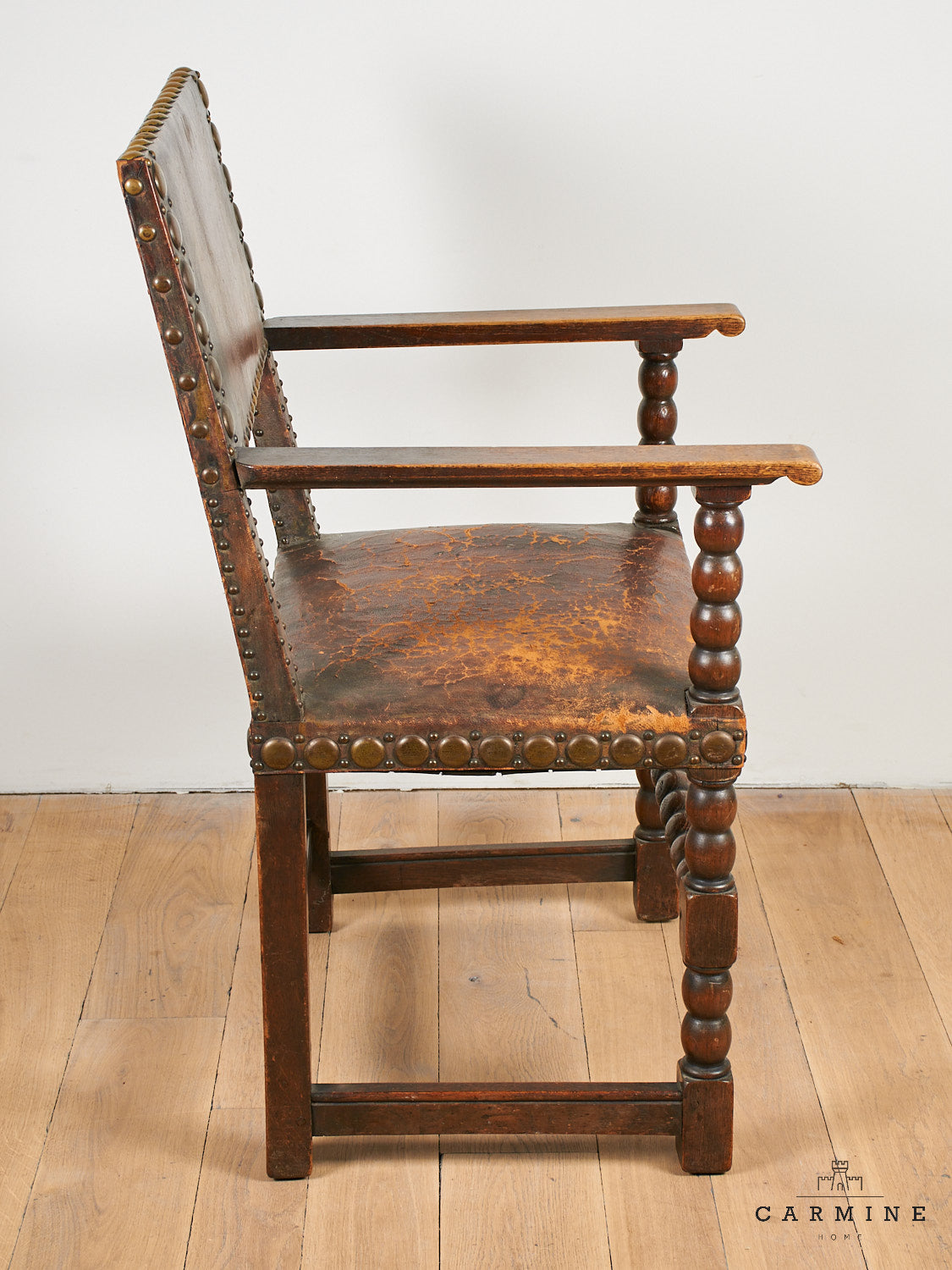 3 leather armchairs, 17th/18th century century