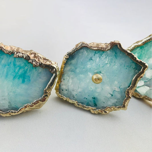 Set of 6 Aqua Agate Classic Vintage Finish Cabinet Drawer Pull Wardrobe Dresser Interior Decorative Handle-1