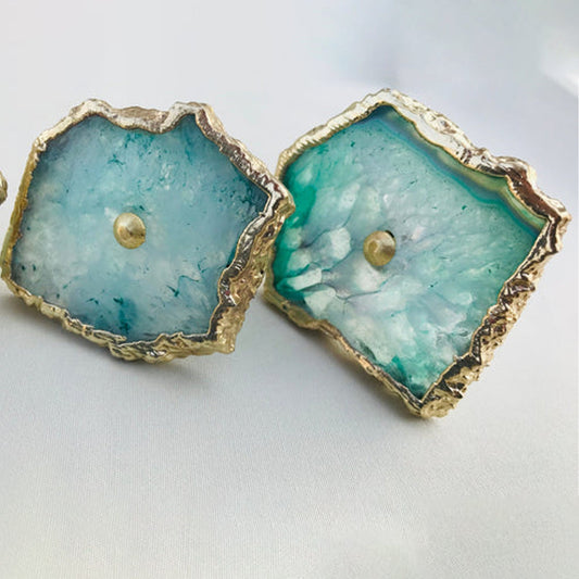 Set of 6 Aqua Agate Classic Vintage Finish Cabinet Drawer Pull Wardrobe Dresser Interior Decorative Handle-0