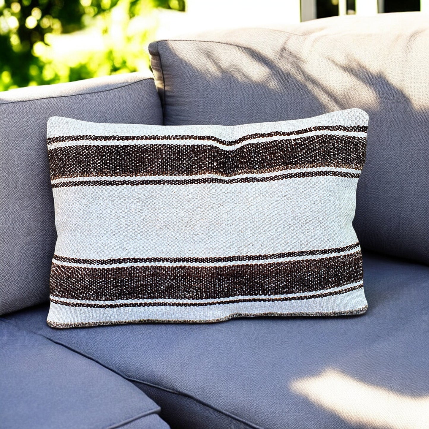 Stripped Deep Brown Kilim-0