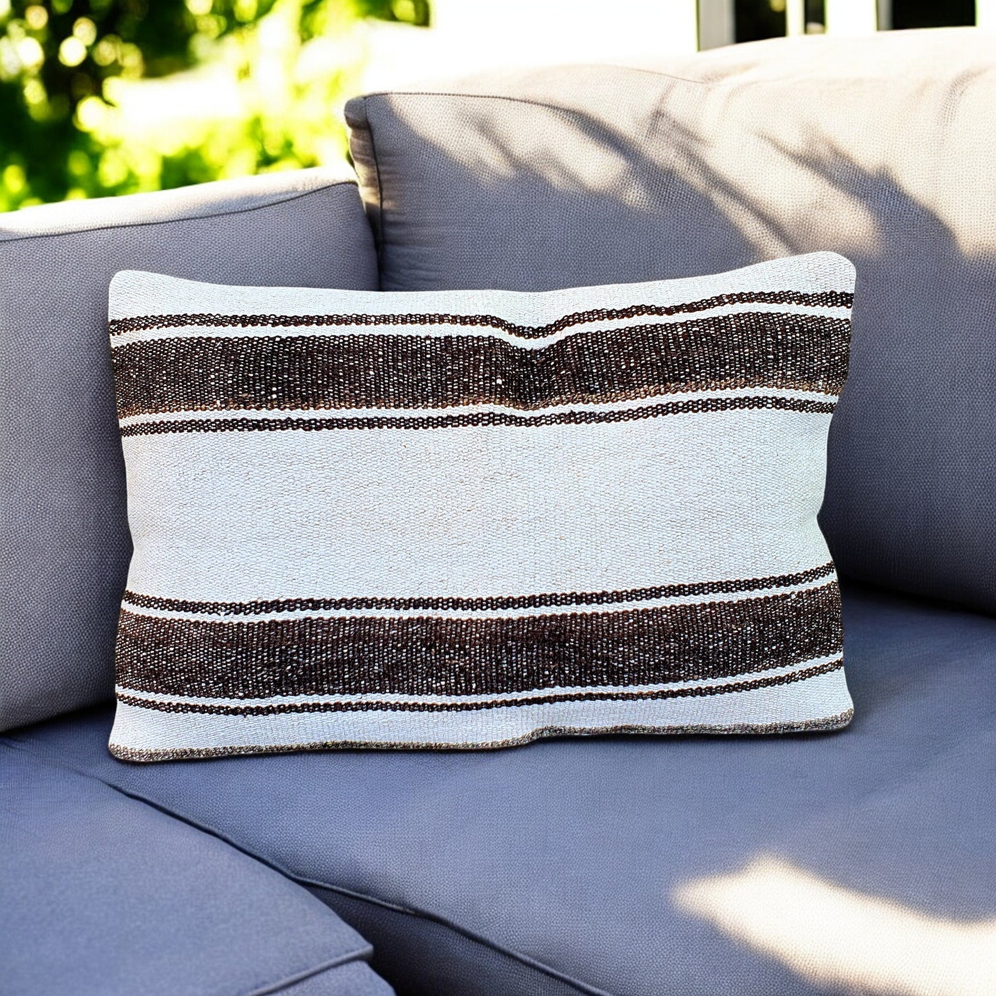 Stripped Deep Brown Kilim-0