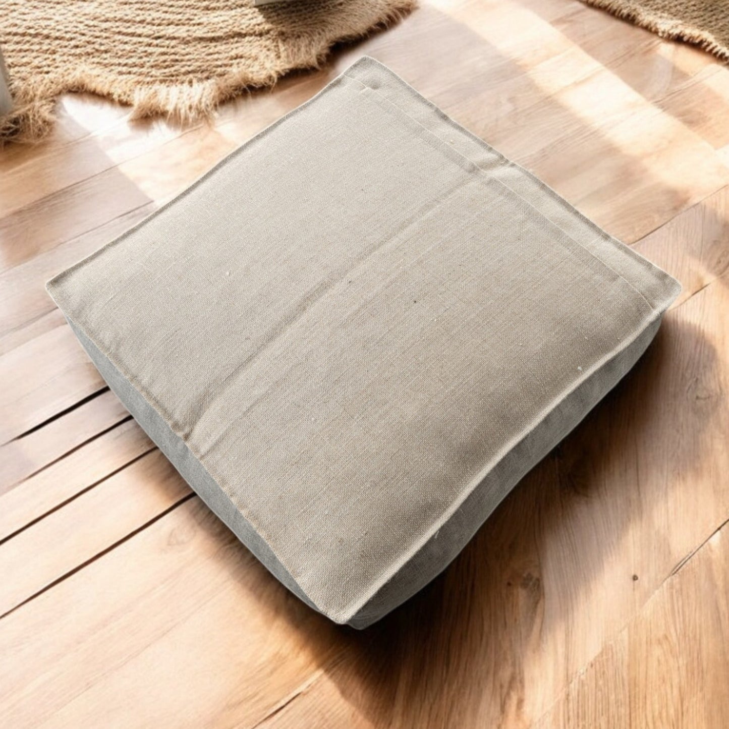 NATURAÉ - Linen cru poufs