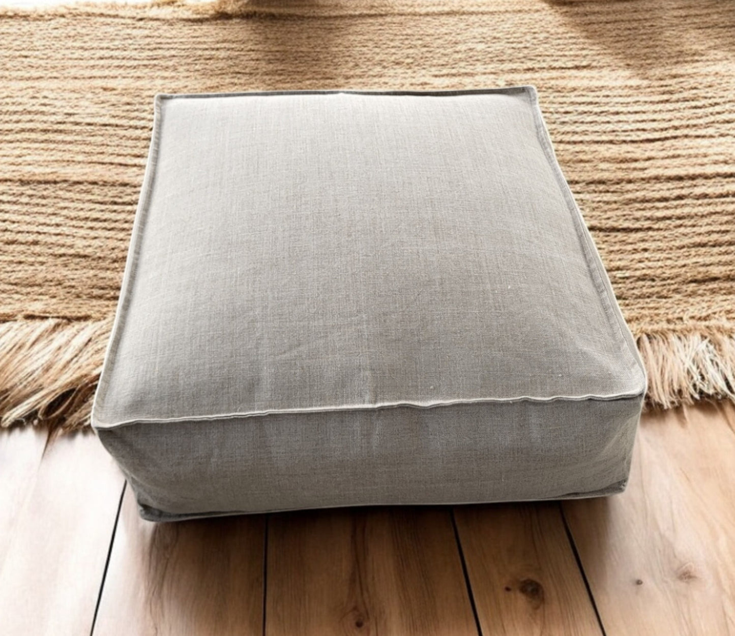 NATURAÉ - Linen cru poufs-4