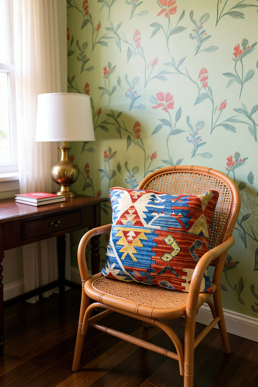 Turkish Kilim Vintage Cushion Cover - 40 x 40 cm-2