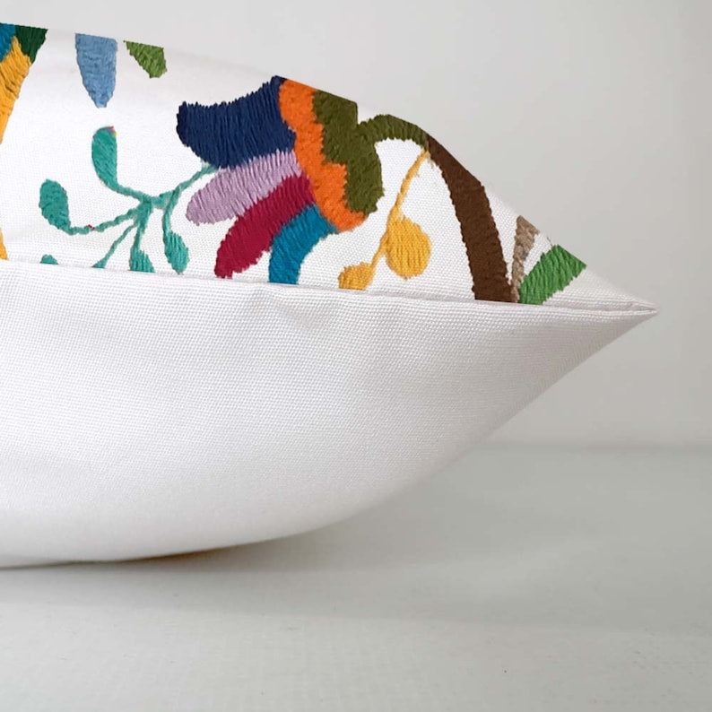 Set of 4 | Mexican Decorative Cushion Covers | Otomi Design Covers | Cotton Linen Fabric | Embroidered | With OR Without Insert-1