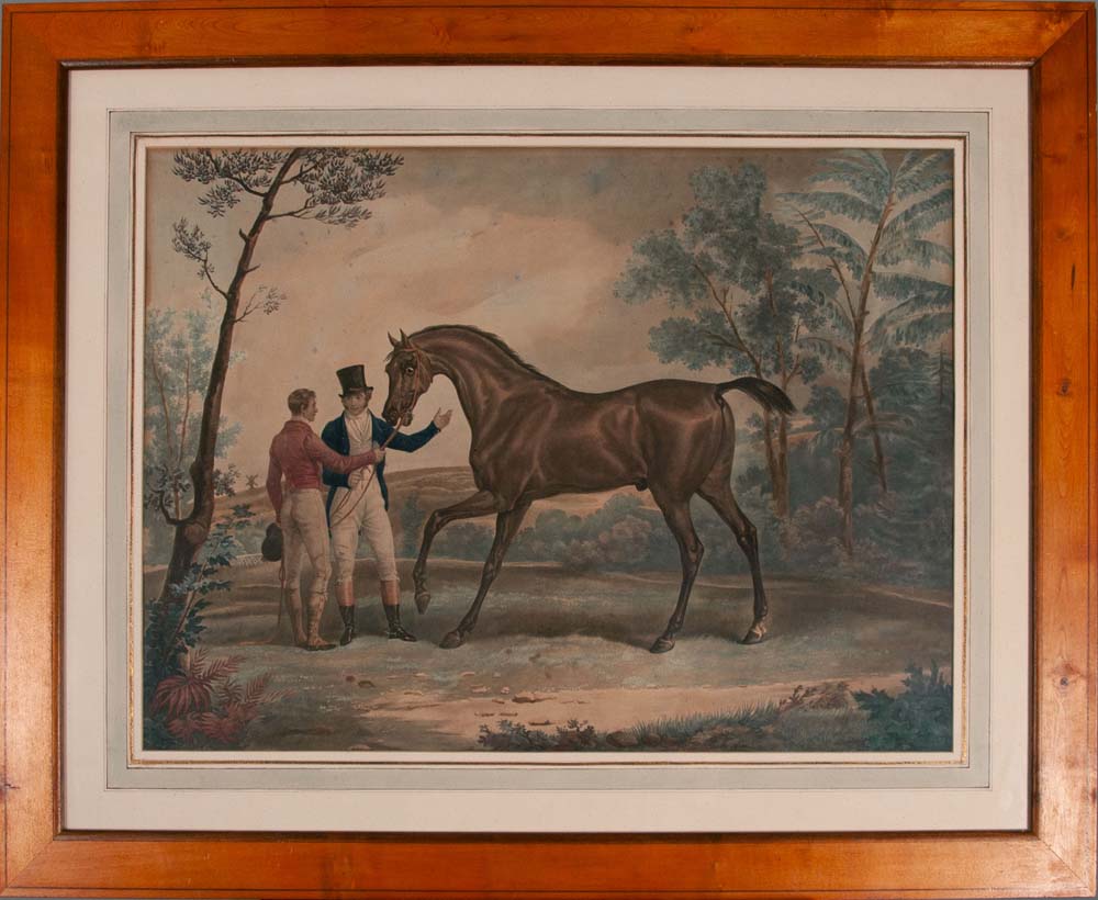 Cheval attent au manège - Original engraving, painted by C. Vernet, engraved by Janet