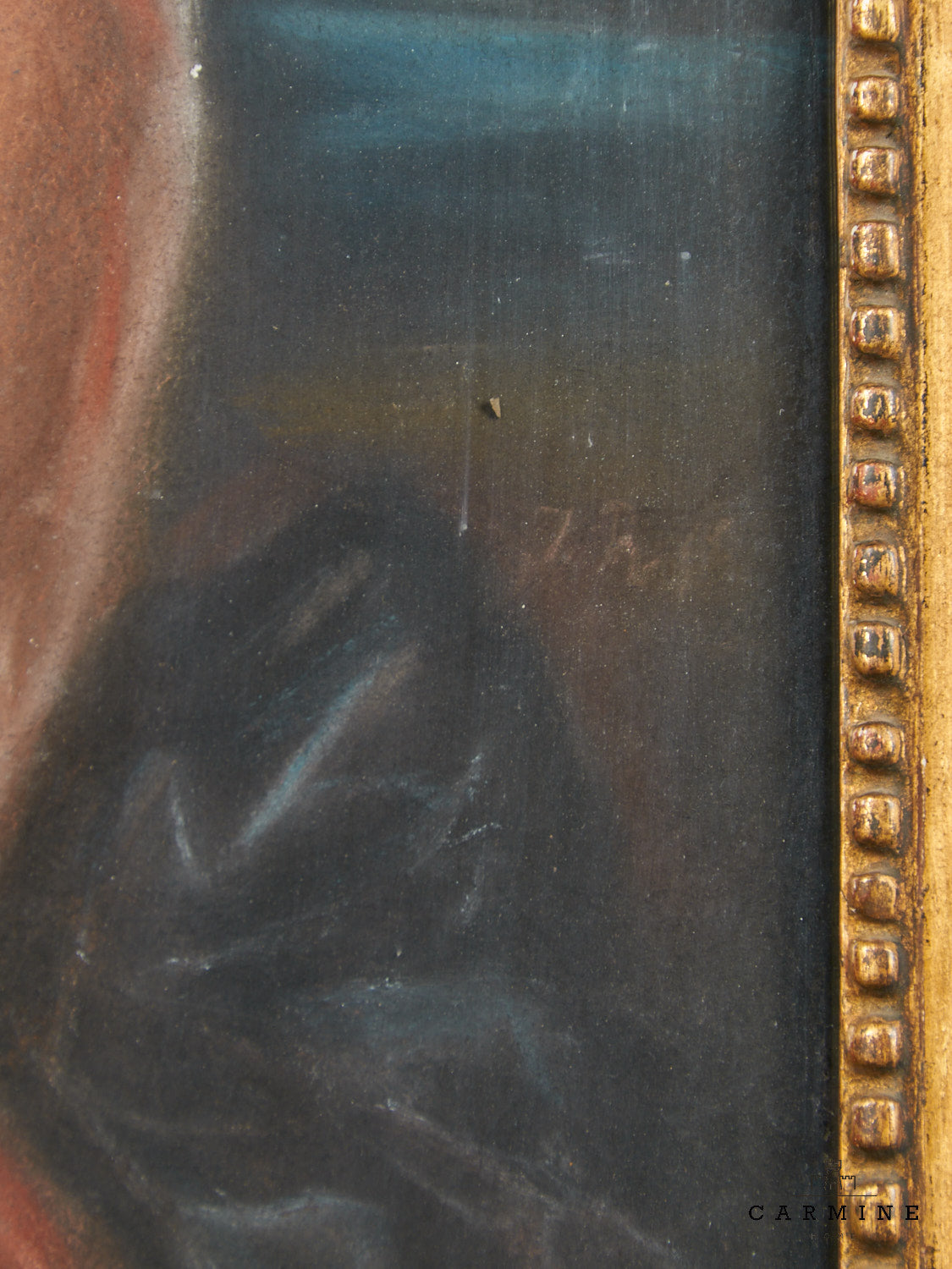 Antikes Pastellgemälde – Knabenporträt mit Hund im Van-Dyck-Kostüm, 19. Jh.
