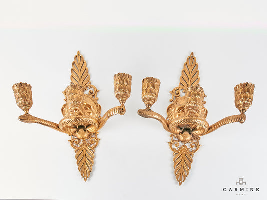 1 pair of Empire candle appliques, 19th century.