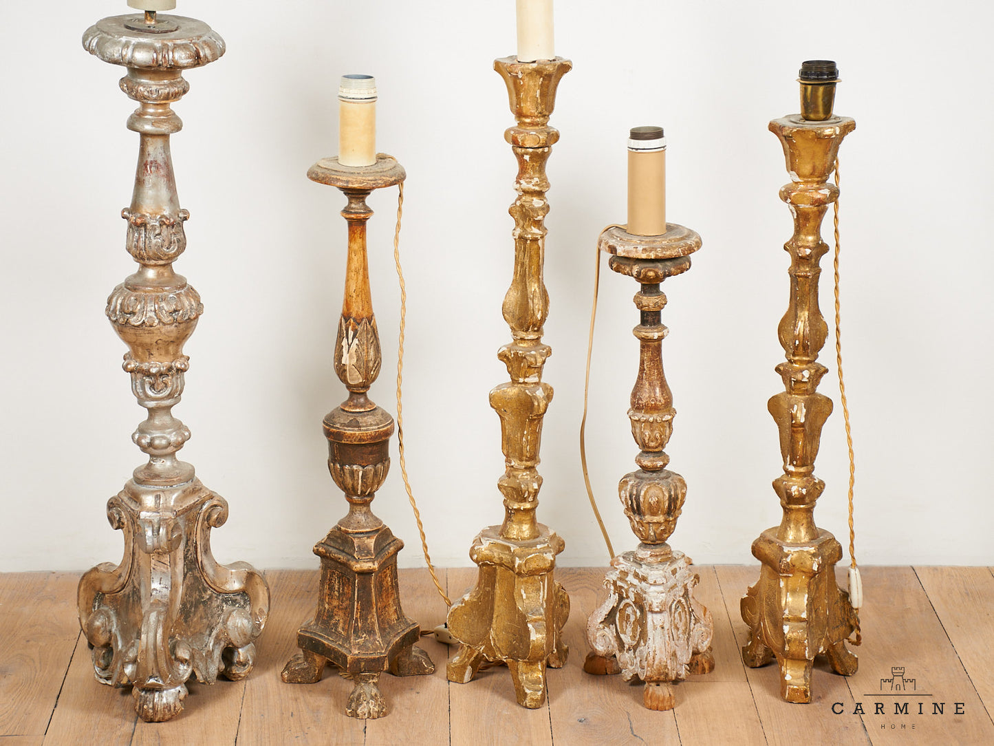 Lot of Baroque candlesticks
