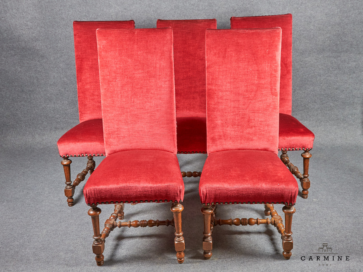 Set of 5 red chairs