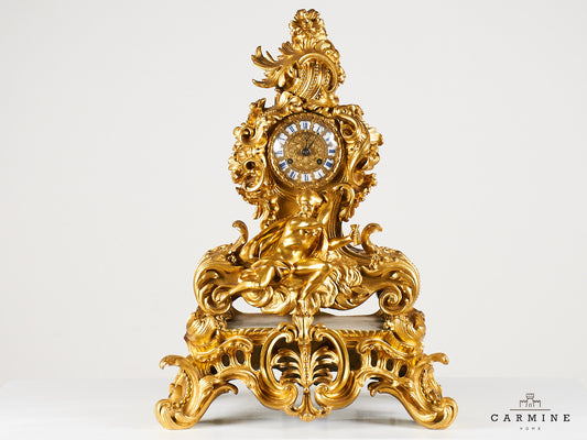 Gold-plated mantel clock, 19th century